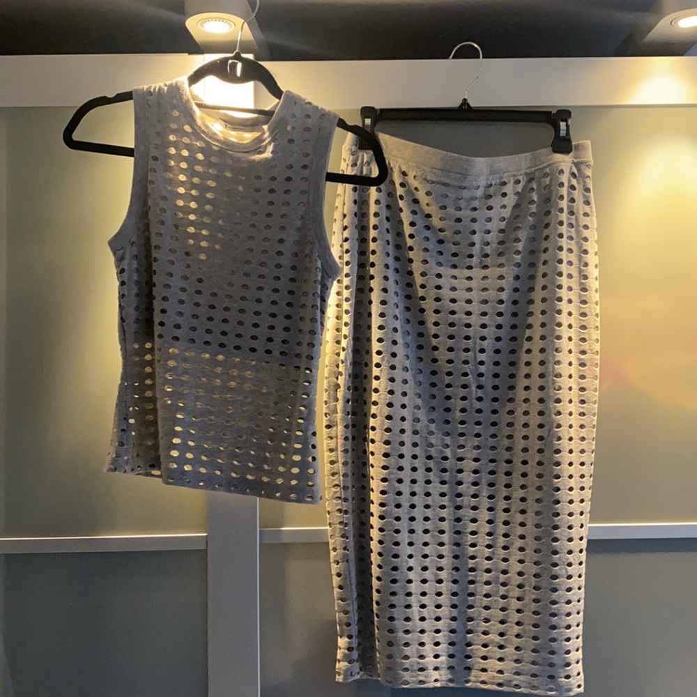 T by Alexander Wang skirt and top set gray small